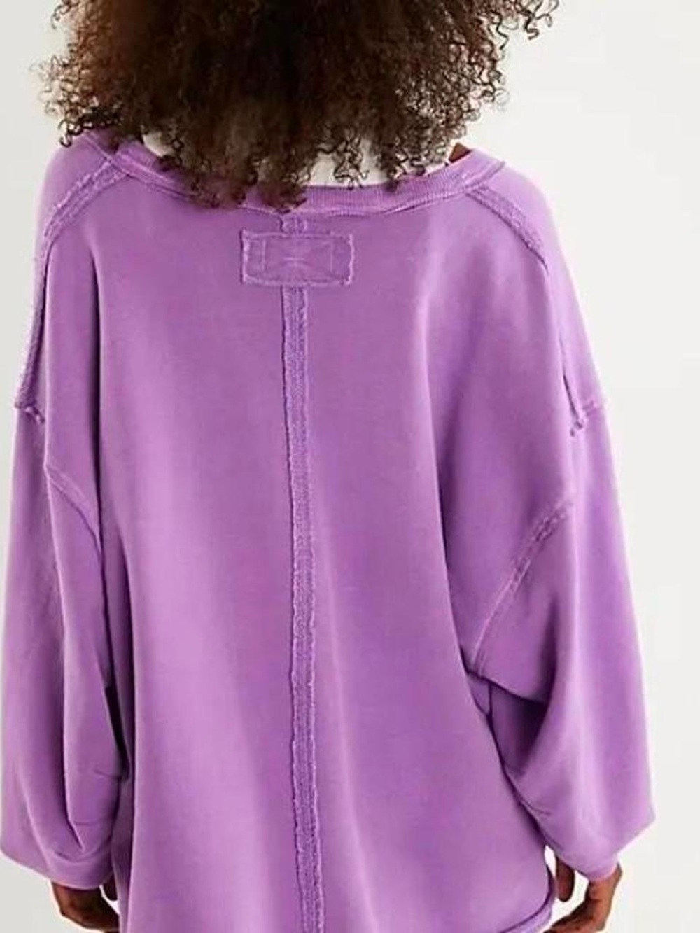 Free People Lavender V-Neck Pullover Sweatshirt - Picture 3 of 7